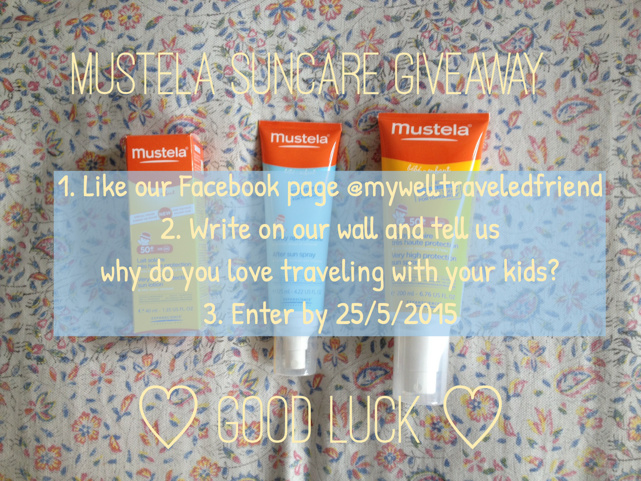 mustela suncare giveaway www.mywelltraveledfriend.com